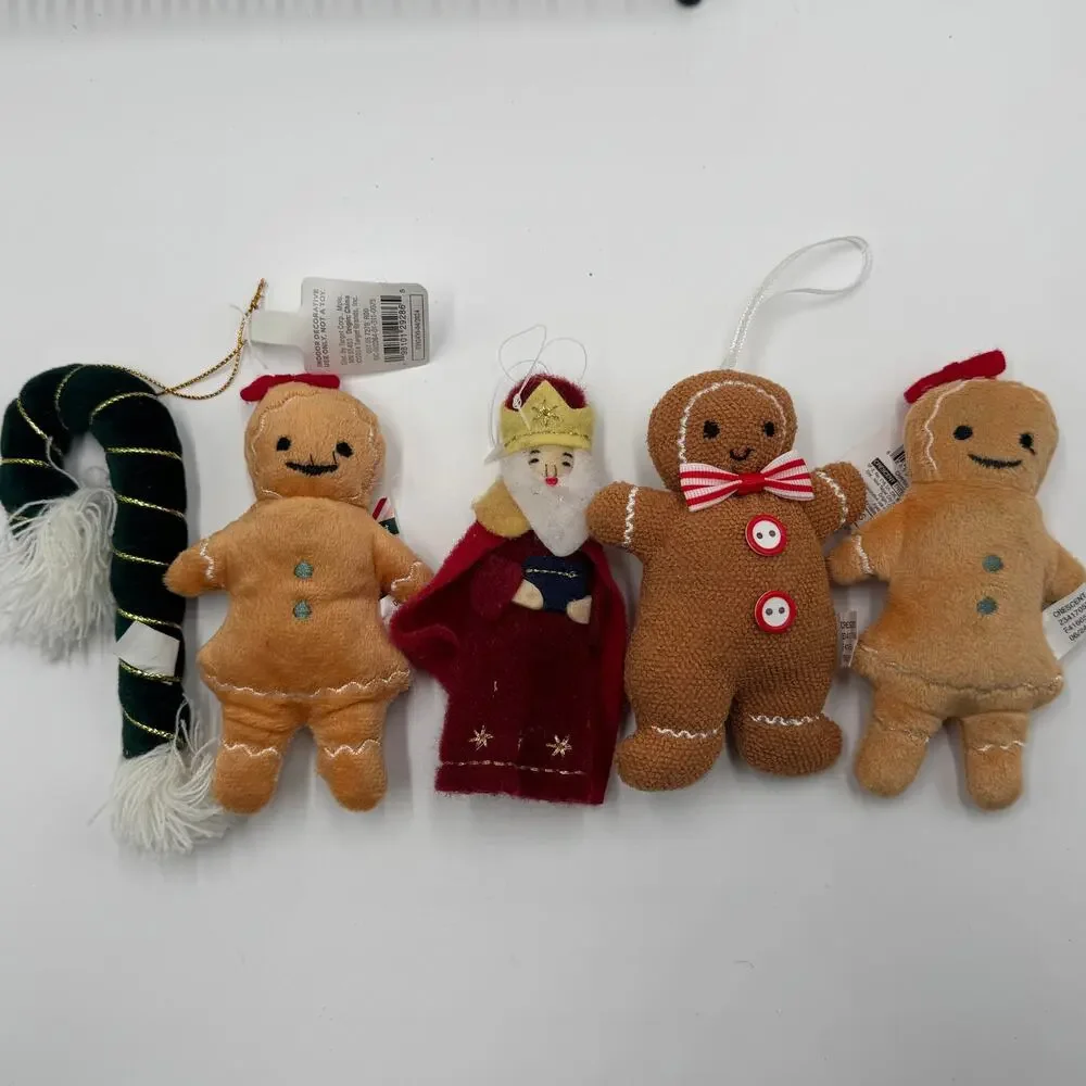 Gingerbread Plush Candy Cane Nativity Assorted Ornament Lot Holiday Decor New